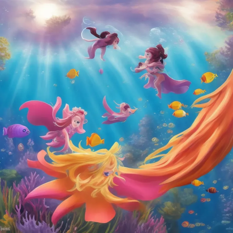 Illustration: Underwater Adventure with Mermaids