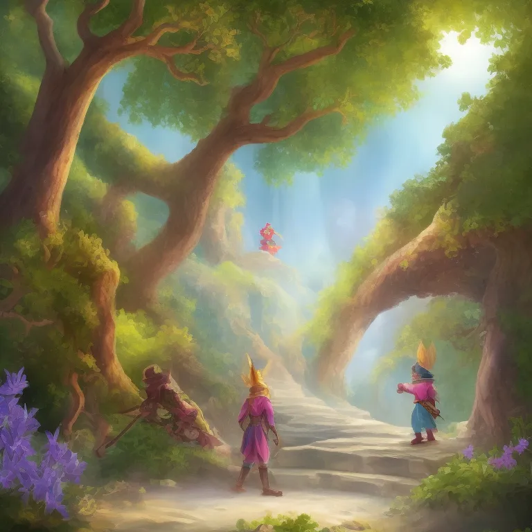 Illustration: Cedric and Thomas venture into an enchanted forest