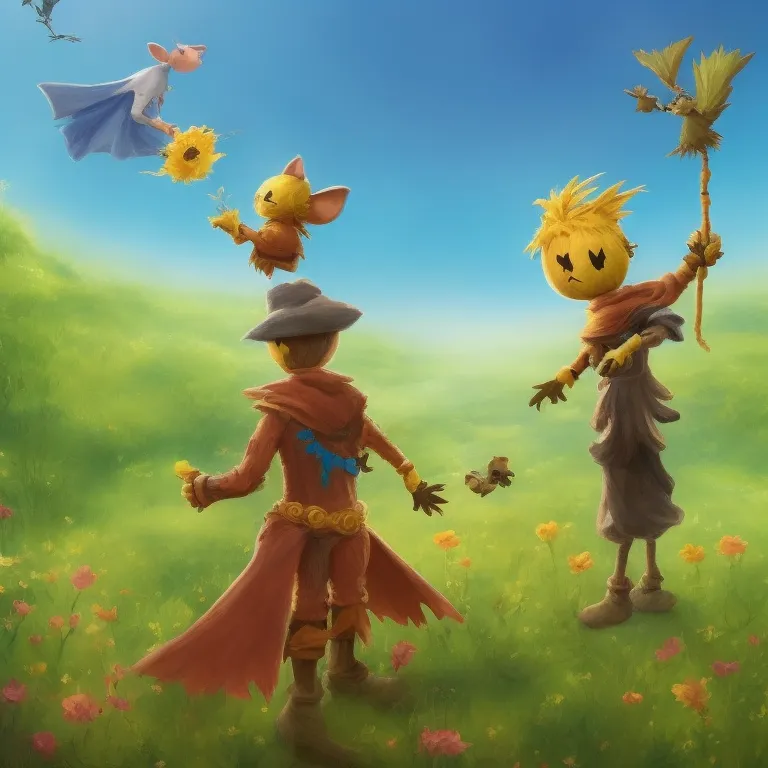 Illustration: The Little Scarecrow Makes New Friends