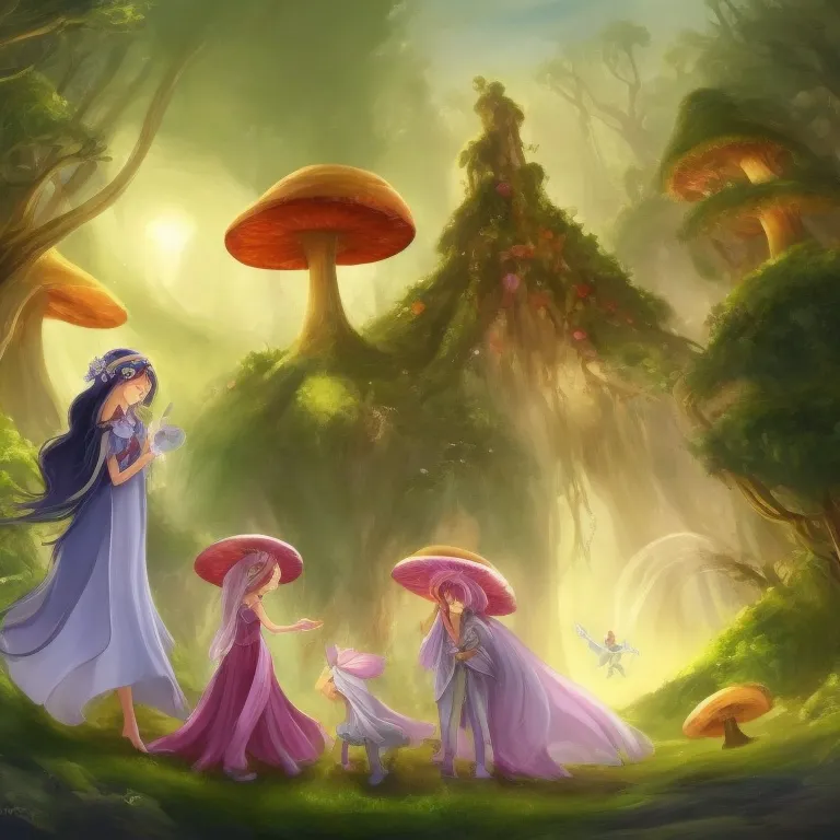 Illustration: The Enchanted Forest with Giant Mushrooms