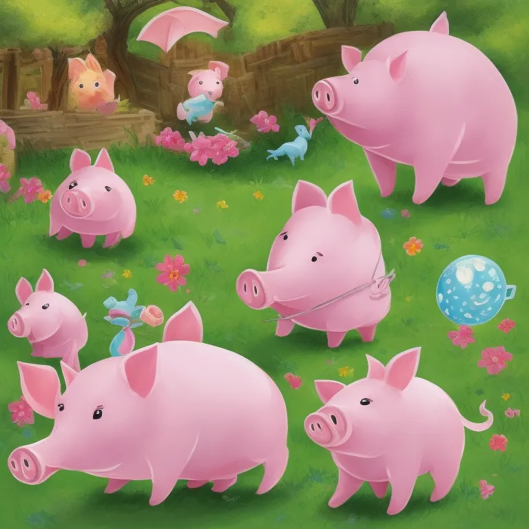 Illustration: The Mischievous Pigs Apologize to Mrs. Hen